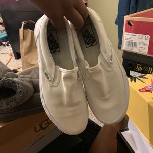 White slip on vans